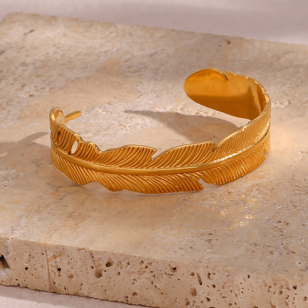Divine Feather Gold Bangle