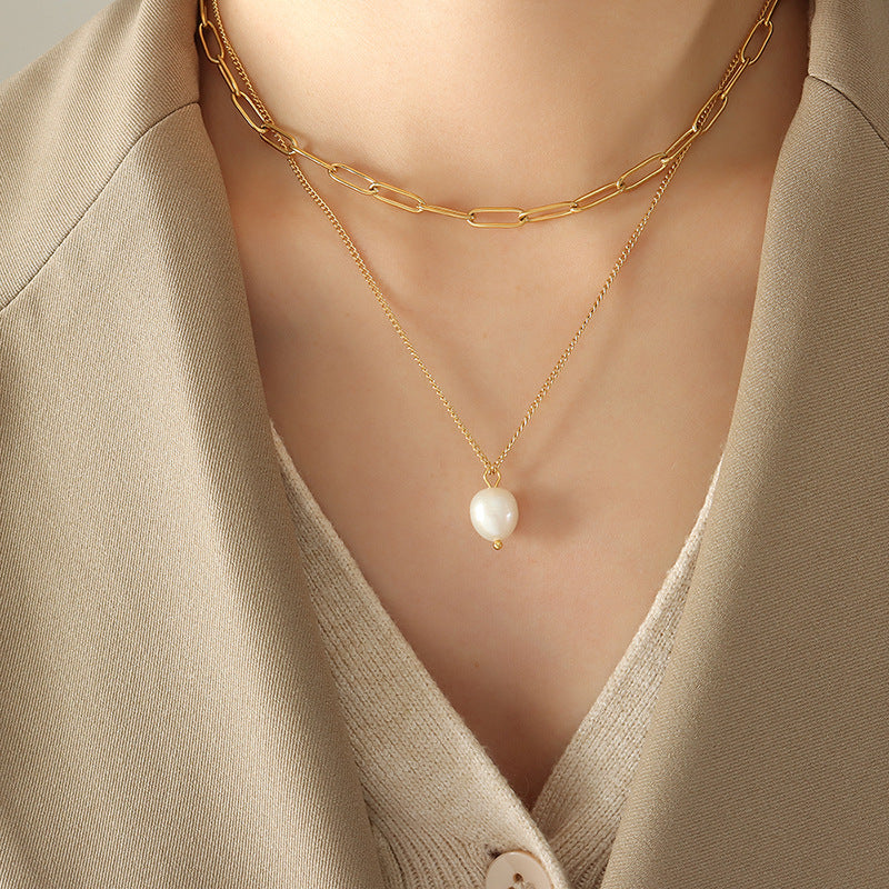 Luxe Pearl Chain Necklace