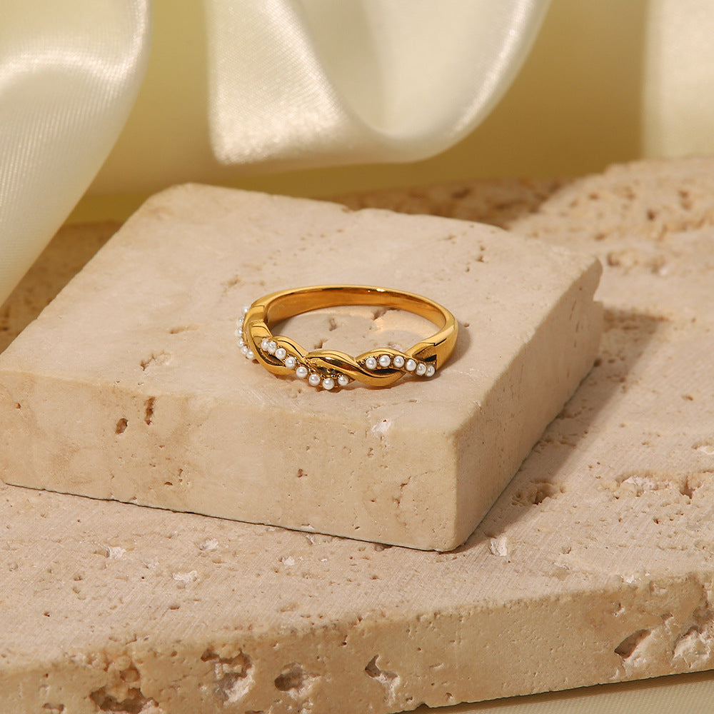 Elegant Pearl Twist Ring