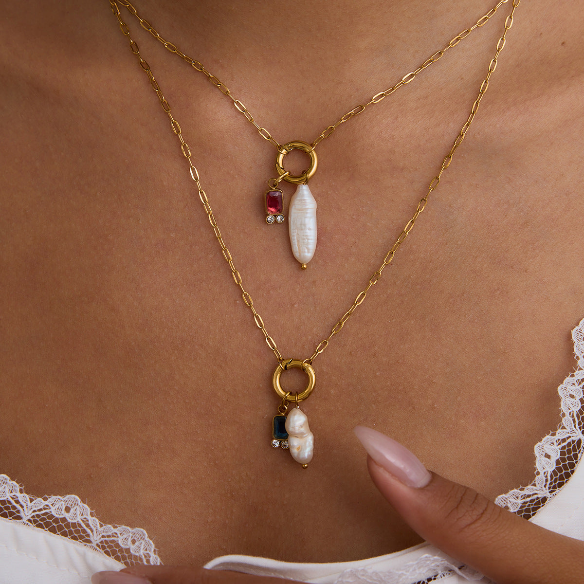 Personalized Birthstone & Pearl Necklace