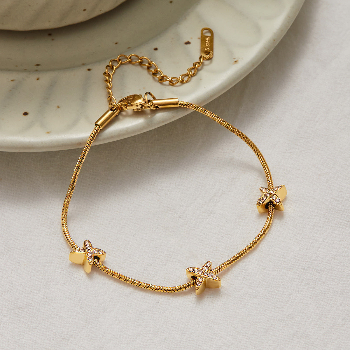 Radiant Diamond Cross Herringbone Chain