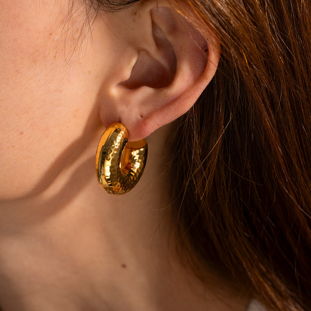 Bethany Hammered Gold Hoops