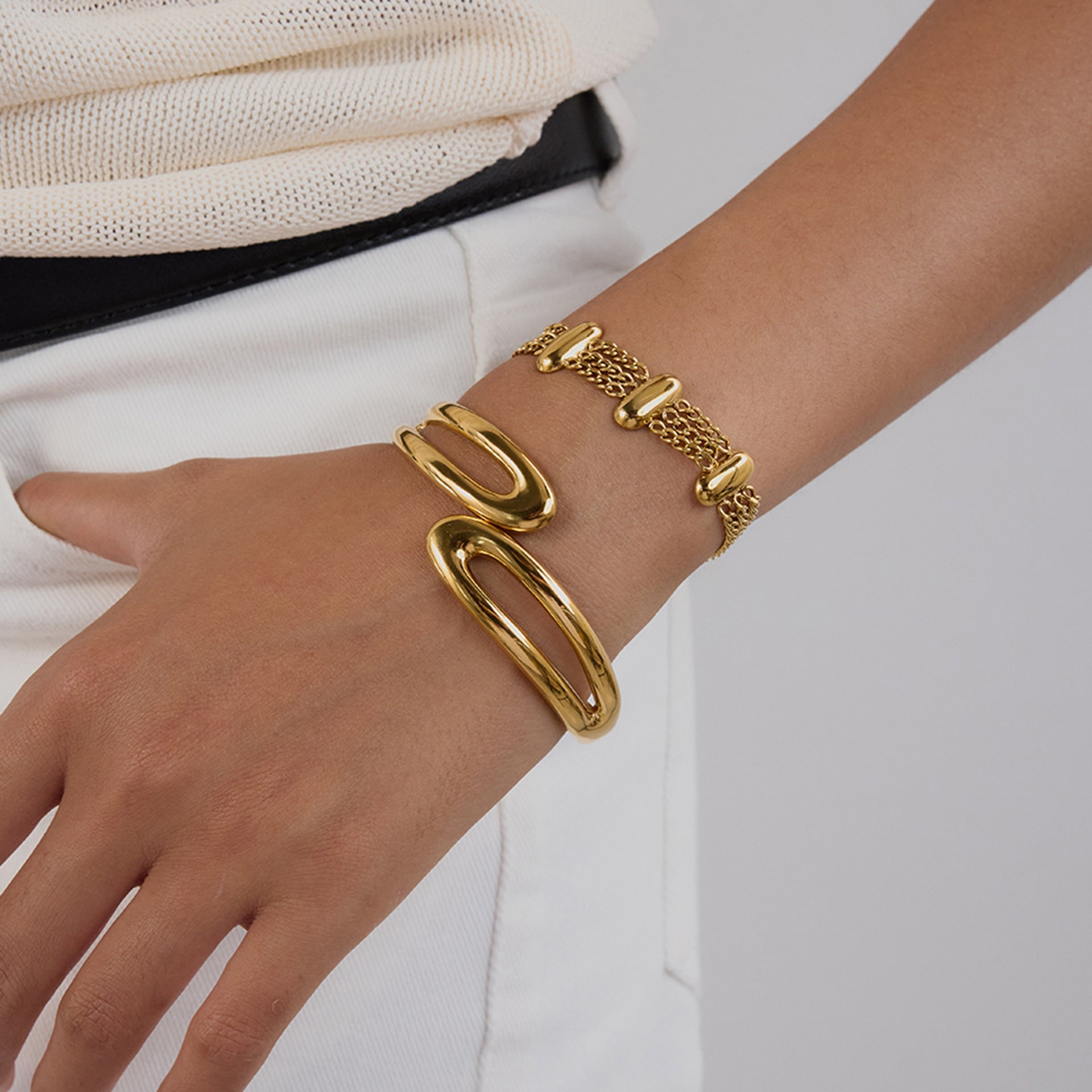 Kathleen Geometric Gold Chain Bracelet