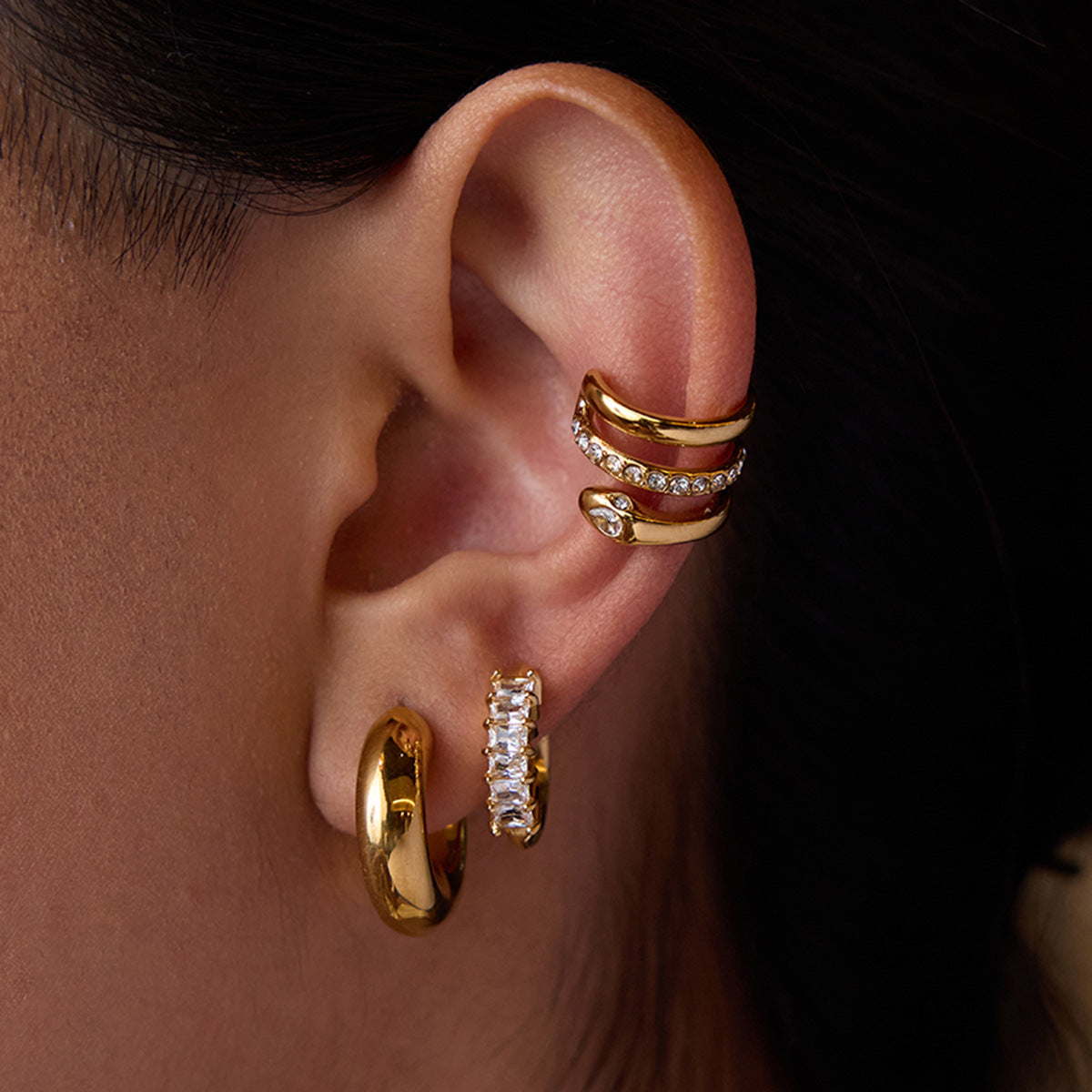 Orielle's Trio Gold Earring Set