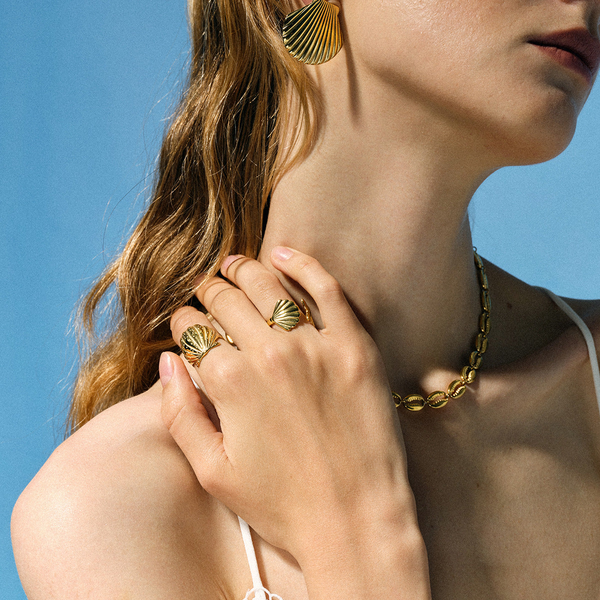 Golden Tide Seashell Earrings
