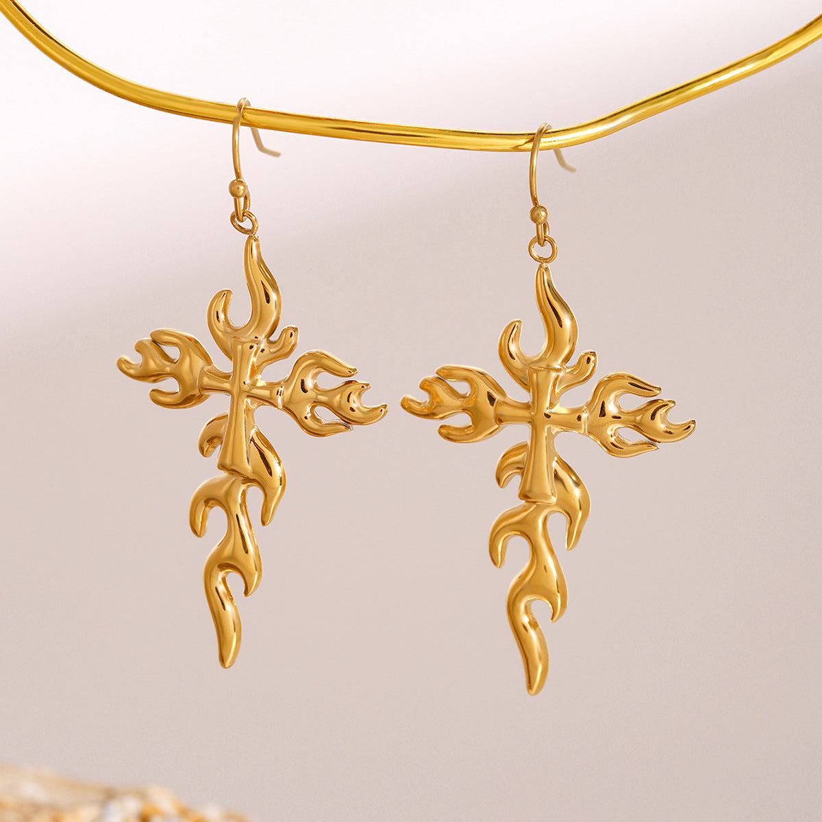 Adrielle Sculptural Gold Drop Earrings