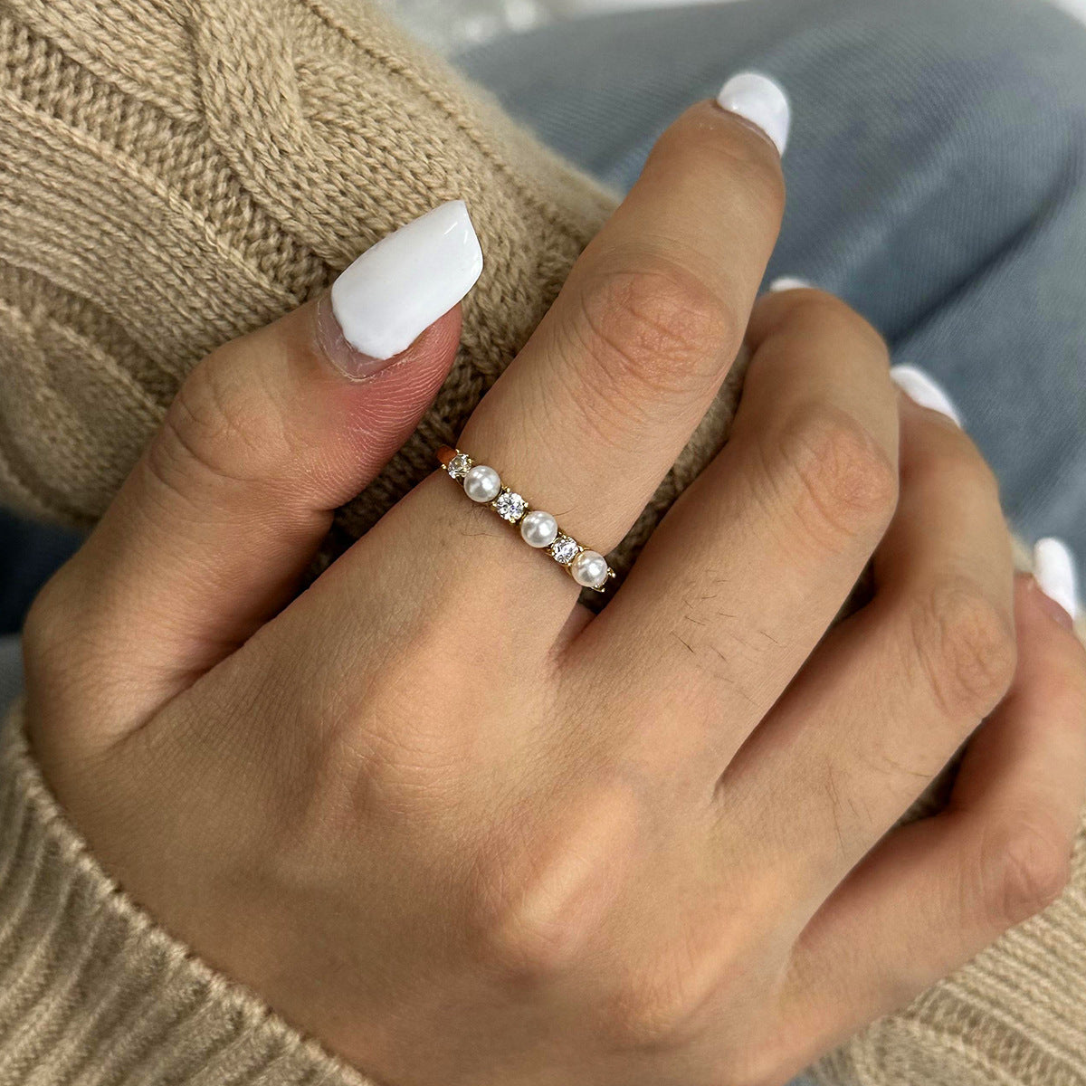 Luxe Pearl & Diamond Accent Ring