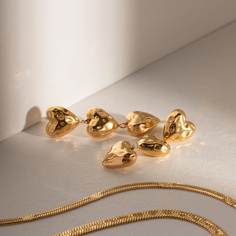 Linked Hearts 18k Gold Dangle Earrings