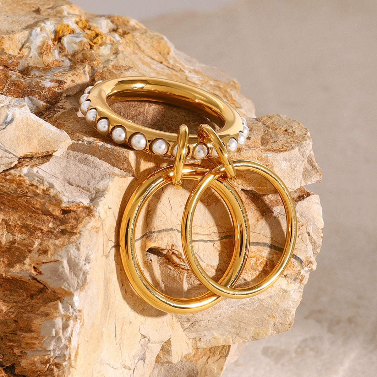 Elegant Stacked Pearl Ring