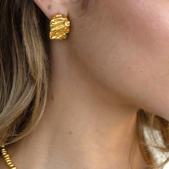 Sculpted Gold Drop Earrings