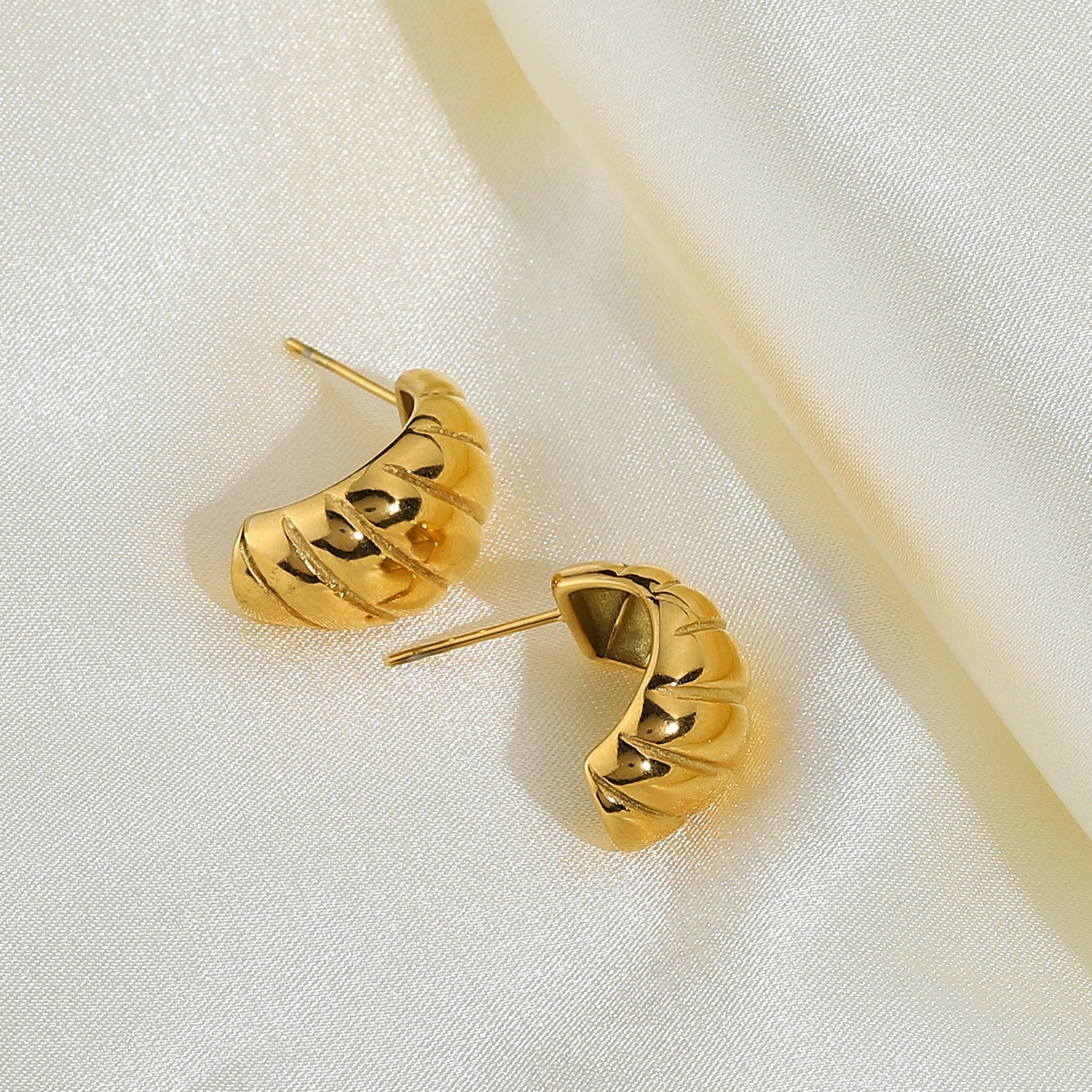 Textured Gold Huggie Earrings