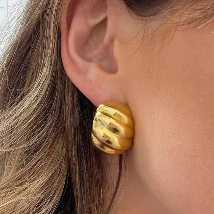 Textured Gold Huggie Earrings