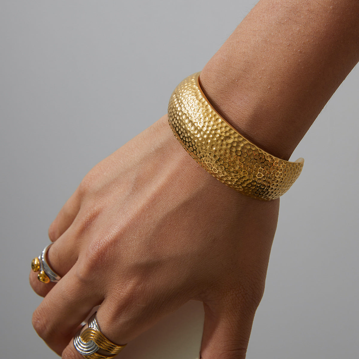 Radiant Hammered Gold Band