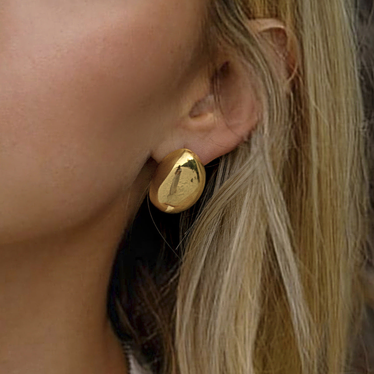 Gold Bean Drop Earrings