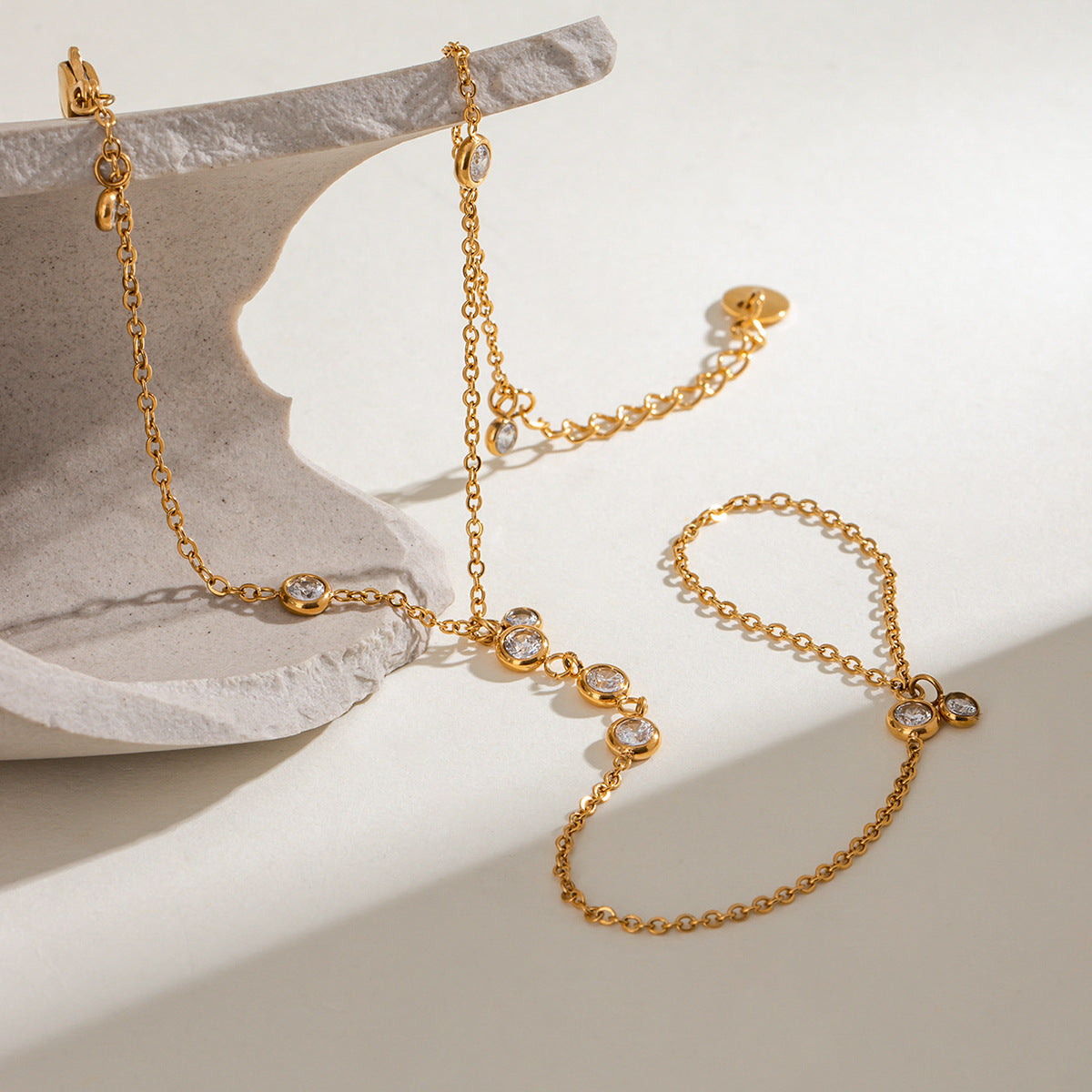 Elina Gold Diamond Hand Chain