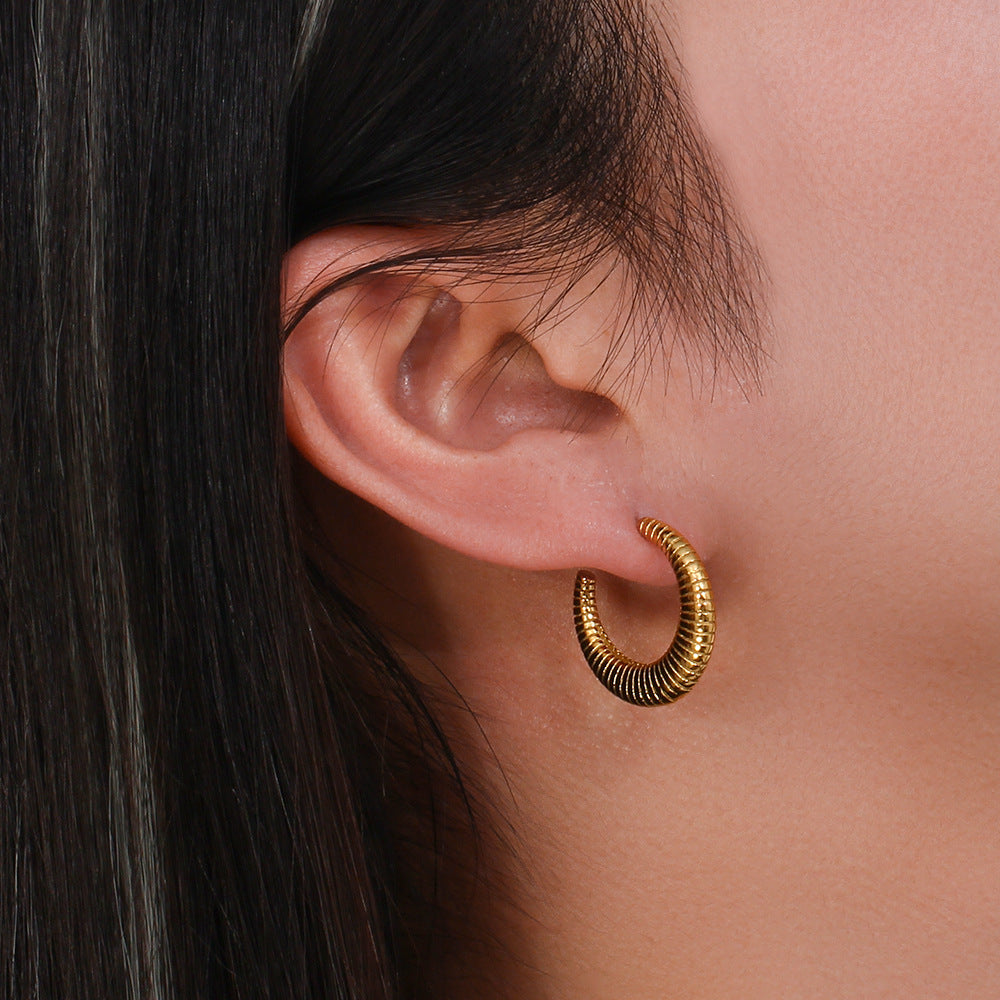 Serpentine Gold Hoop Earrings