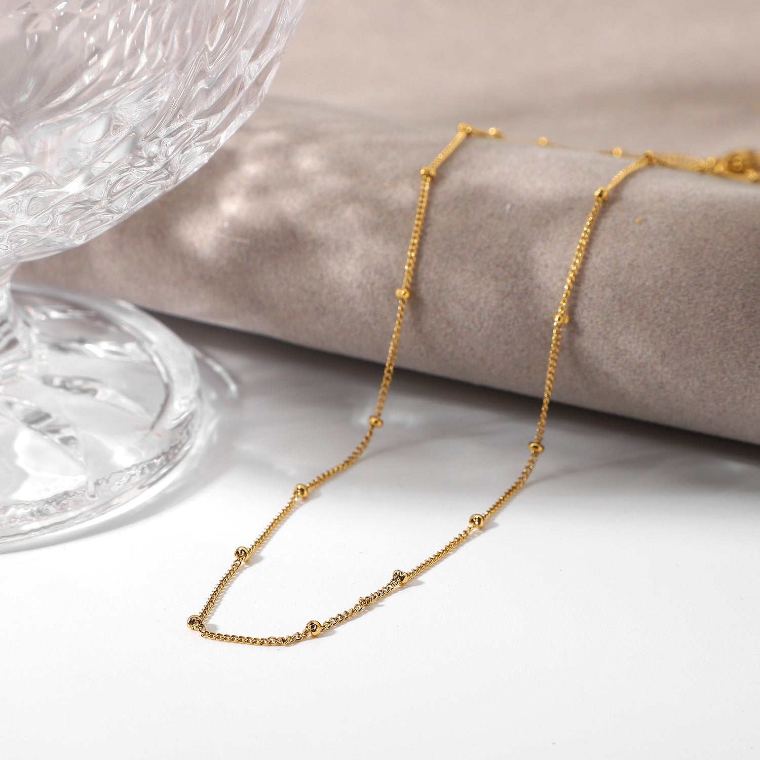 Elegant Gold Beaded Chain Necklace