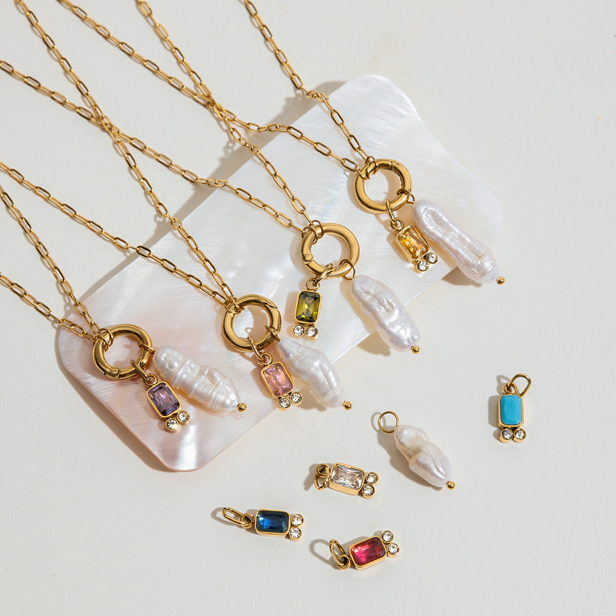 Personalized Birthstone & Pearl Necklace