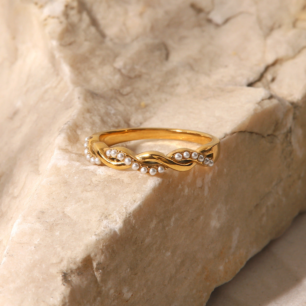 Elegant Pearl Twist Ring