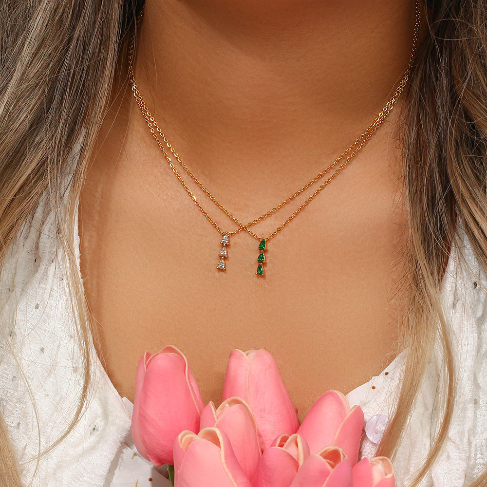 Alana Teardrop Diamond Simulant Necklace