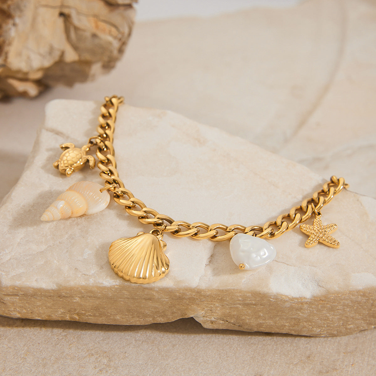 Lilianne Freshwater Pearl Ocean Charm Bracelet