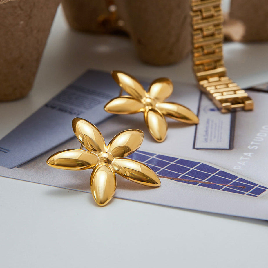 Sculptural Petal Gold Earrings