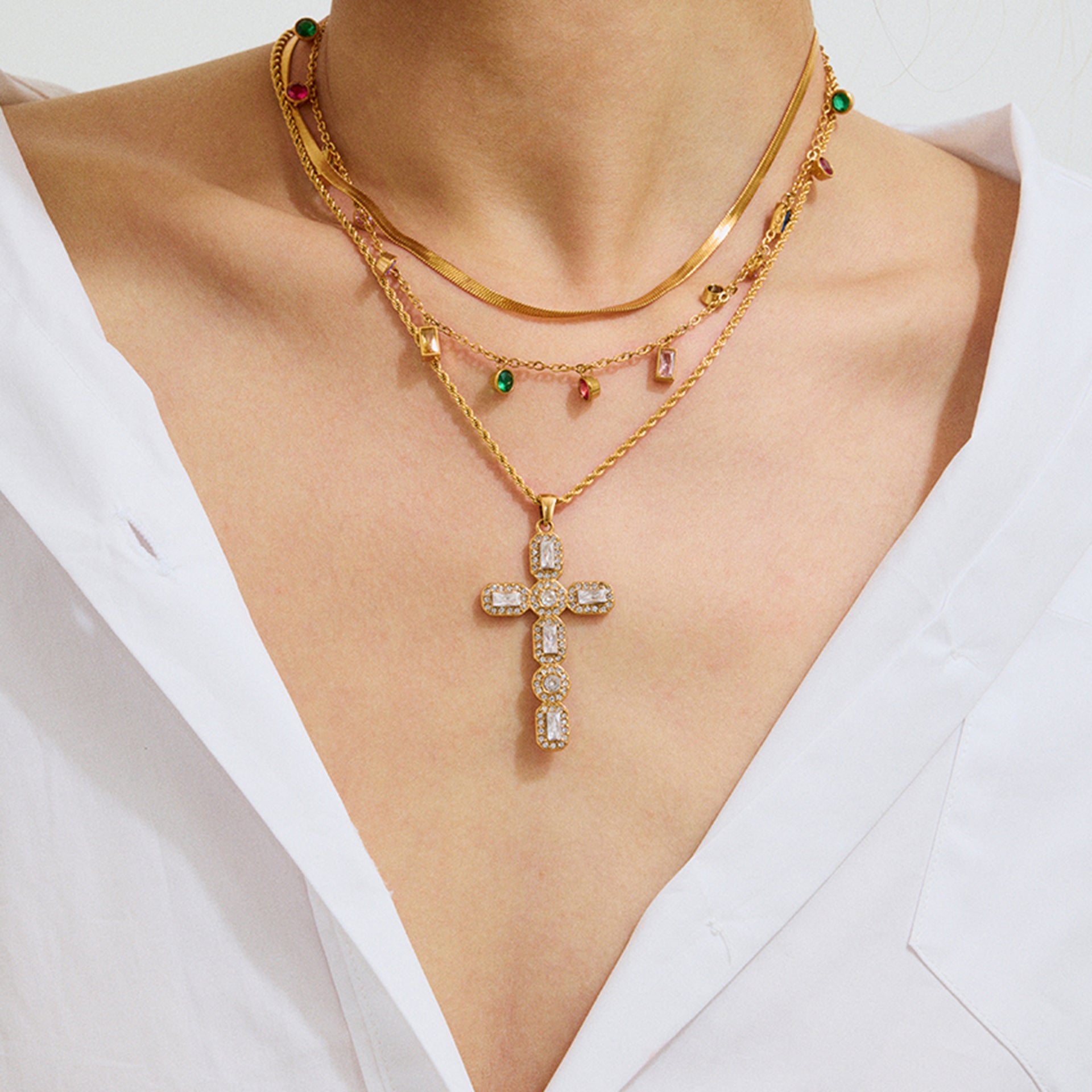Divine Radiance Diamond Cross Pendant
