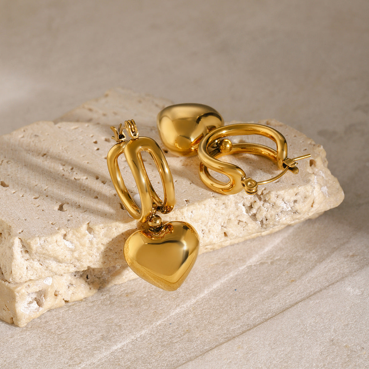 Audrey Heartbeat Gold Hoops