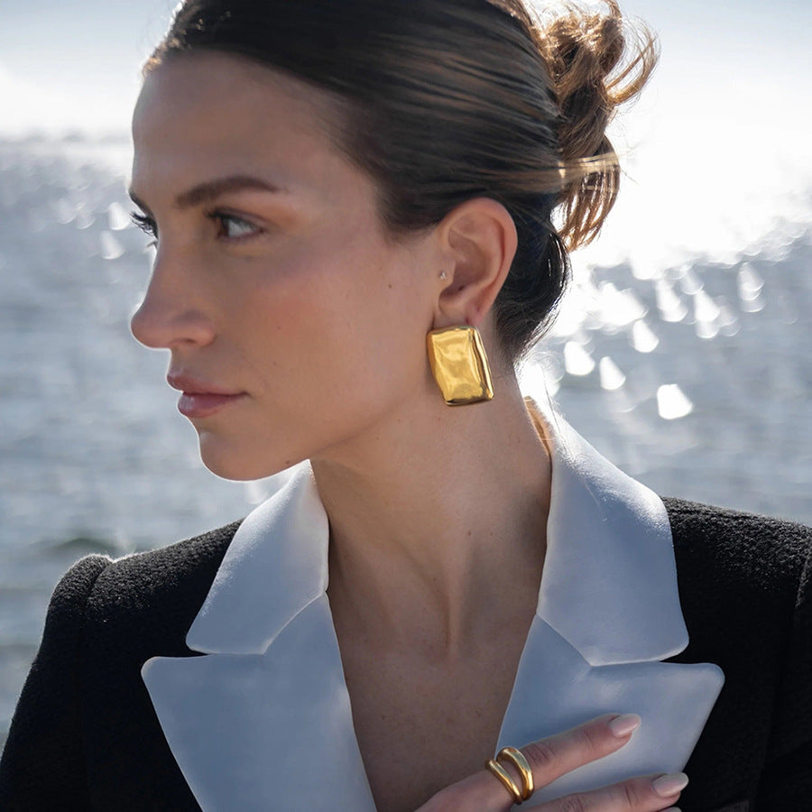 Geraldine Hammered Gold Hoops