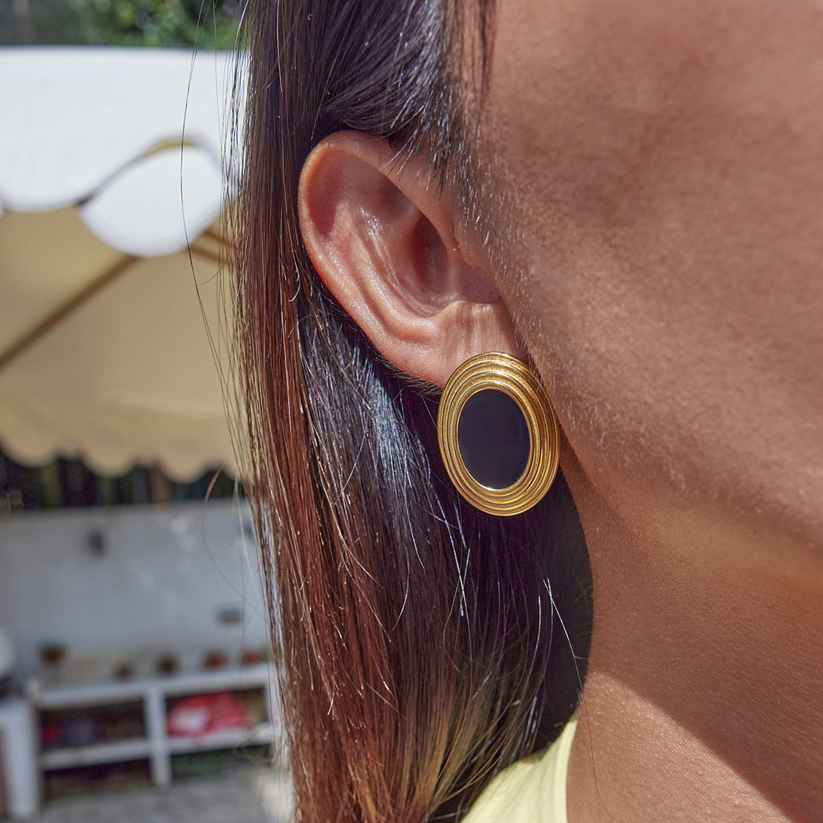 Retro Oval Enamel Earrings