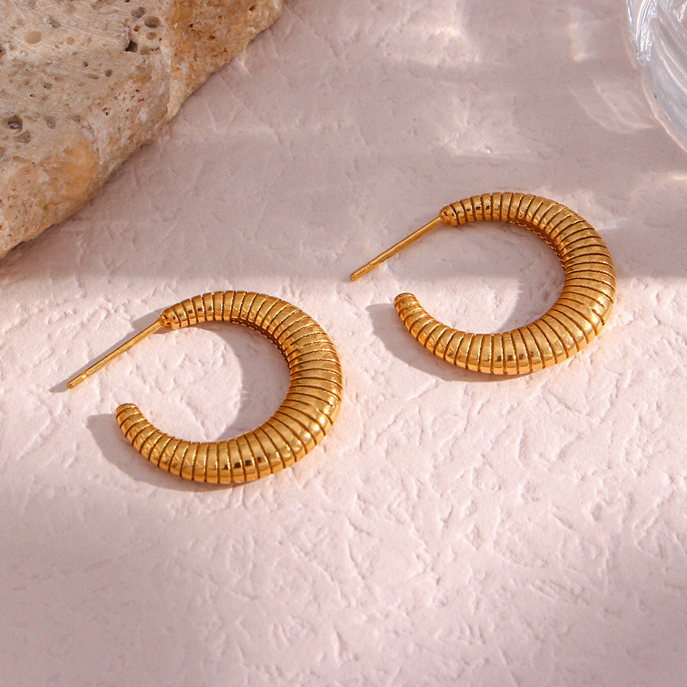 Serpentine Gold Hoop Earrings