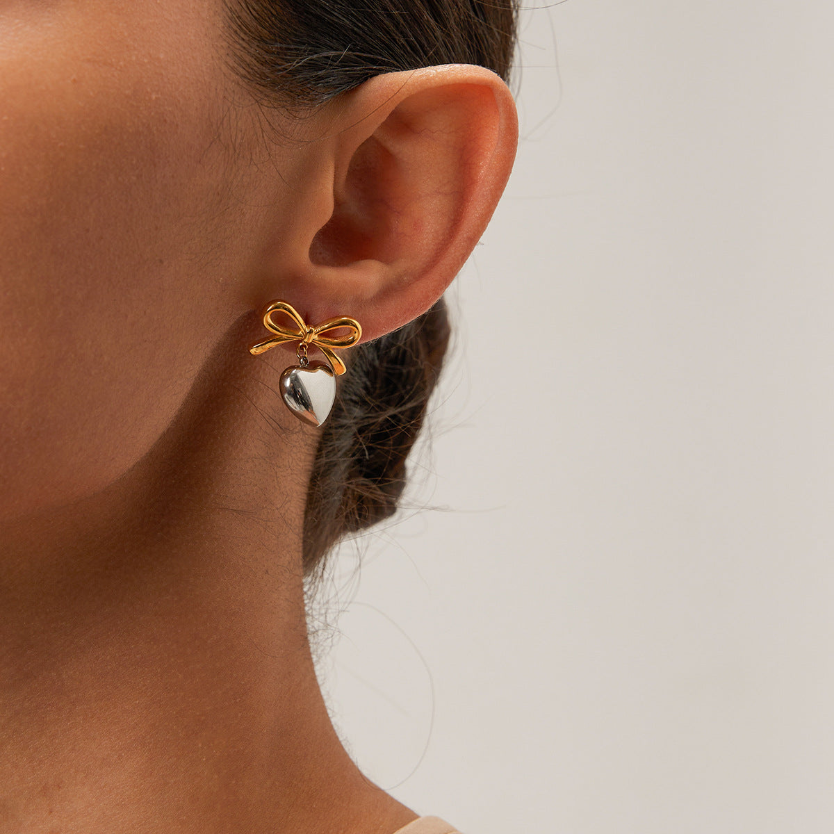 Graceful French Knot Heart Earrings