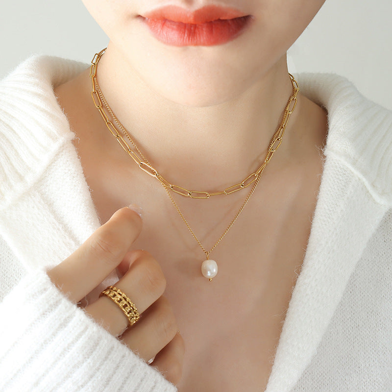 Luxe Pearl Chain Necklace