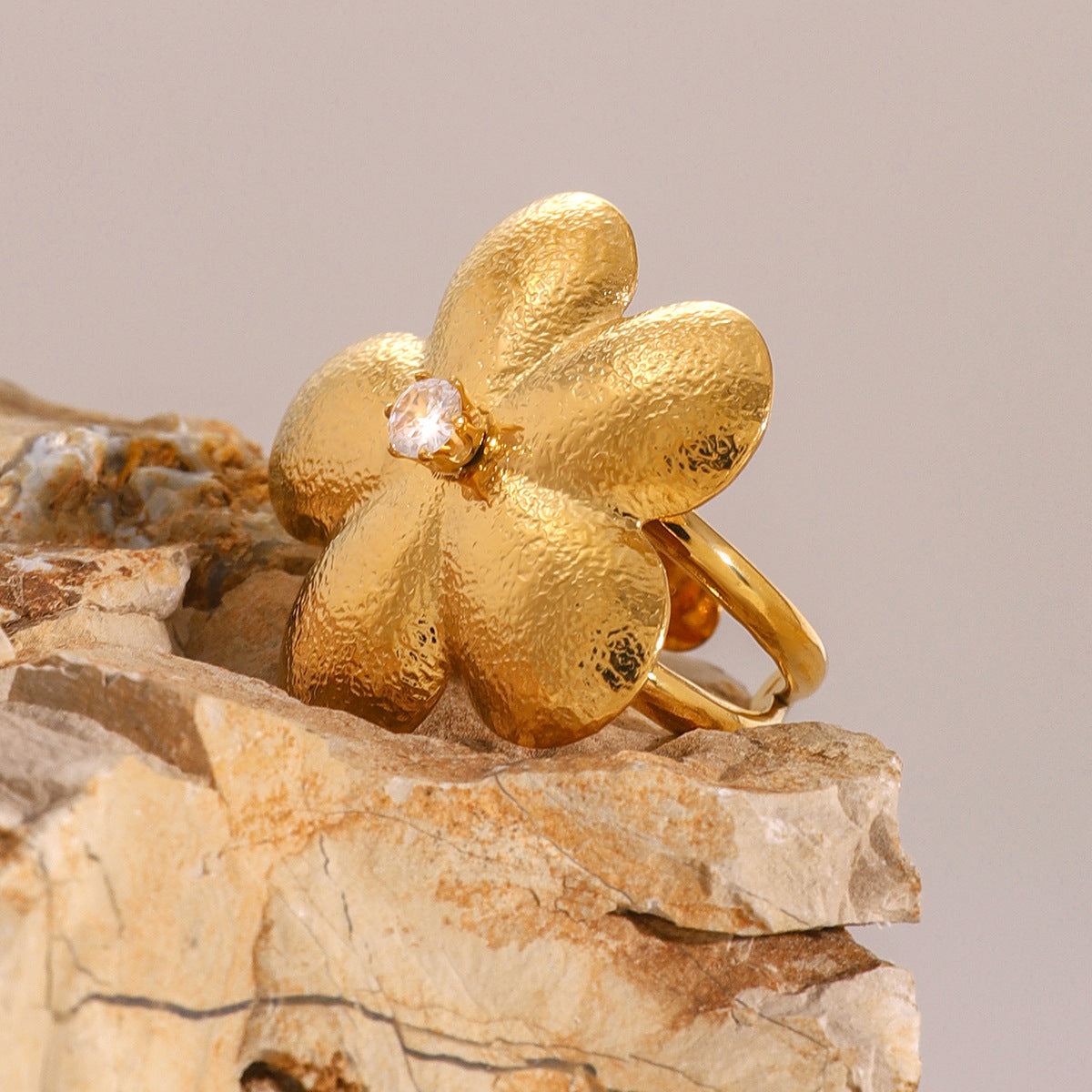 Gilded Petal Statement Ring