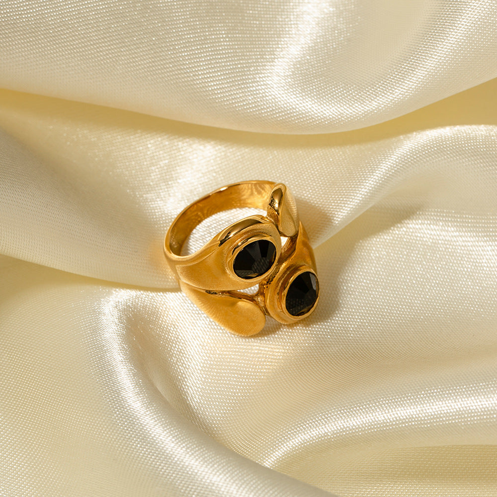 Geometric Onyx Statement Ring