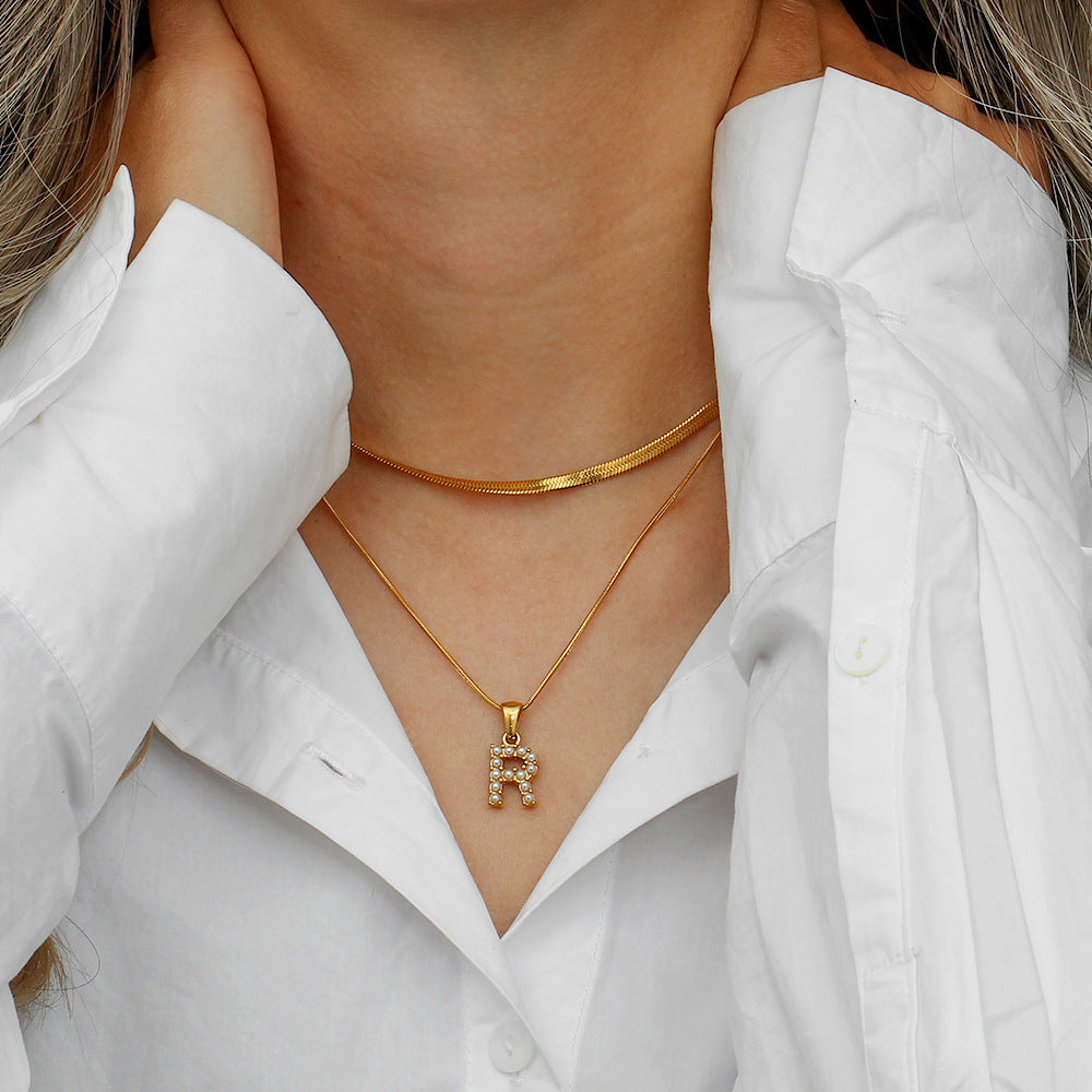 Personalized Pearl & Gold Initial Necklace