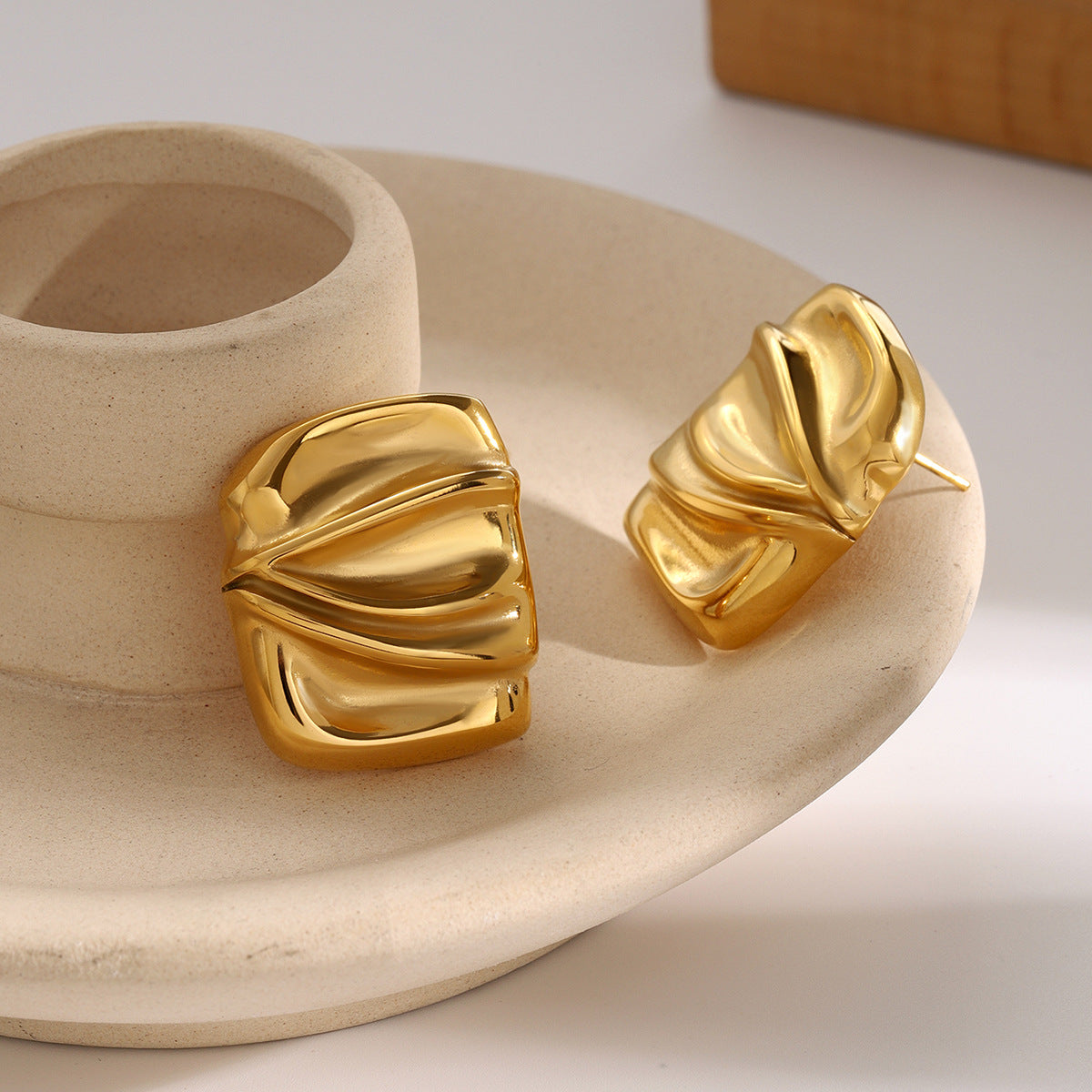 Evette Textured Gold Earrings