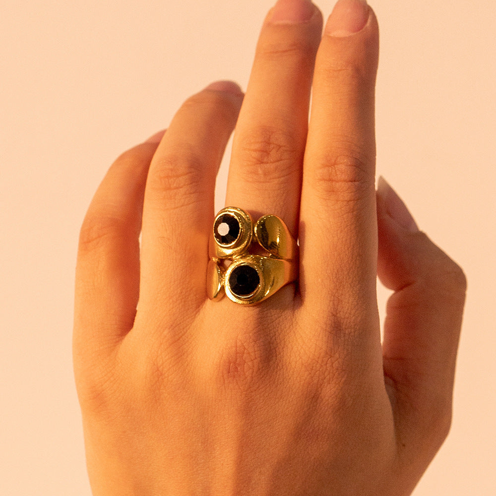 Geometric Onyx Statement Ring