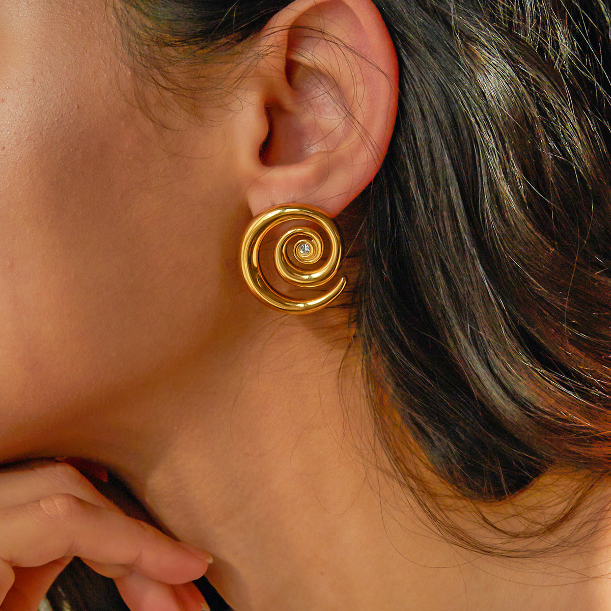 Tilly Spiral Gold Earrings