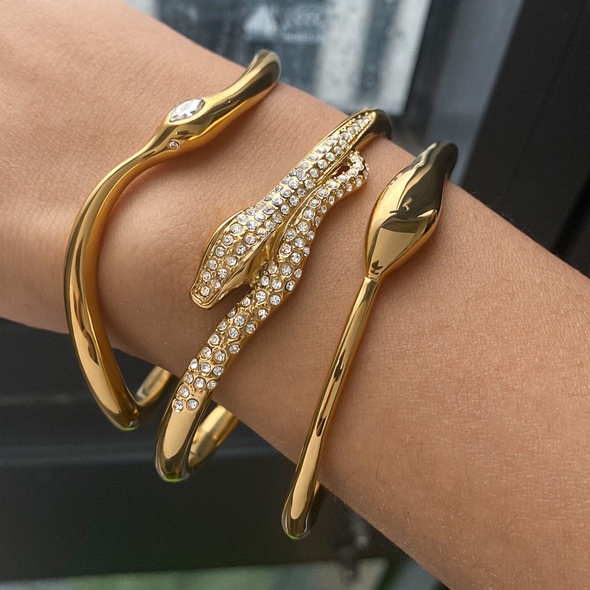 Serpentine Diamond Accent Bangle