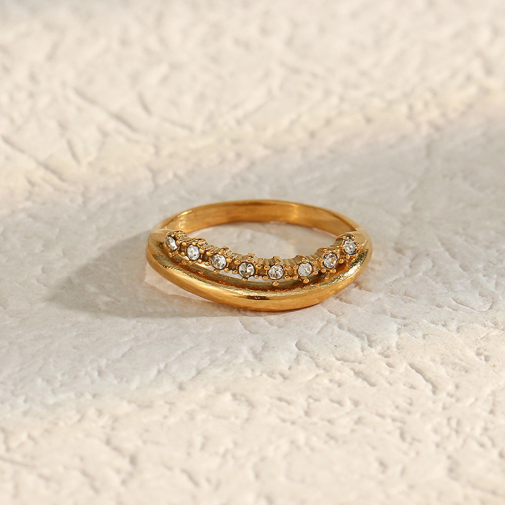 Adeline Emerald & Diamond Simulant Gold Ring