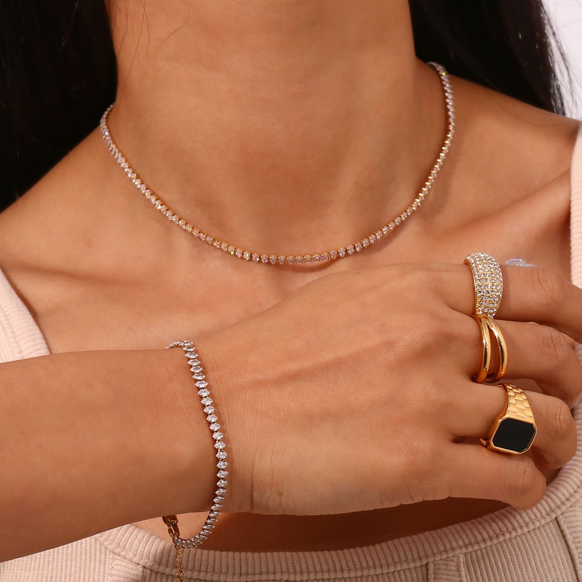 Luxe Sparkle Tennis Necklace