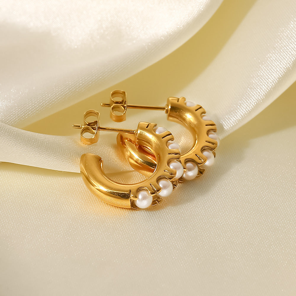 Luxe Pearl Huggie Earrings