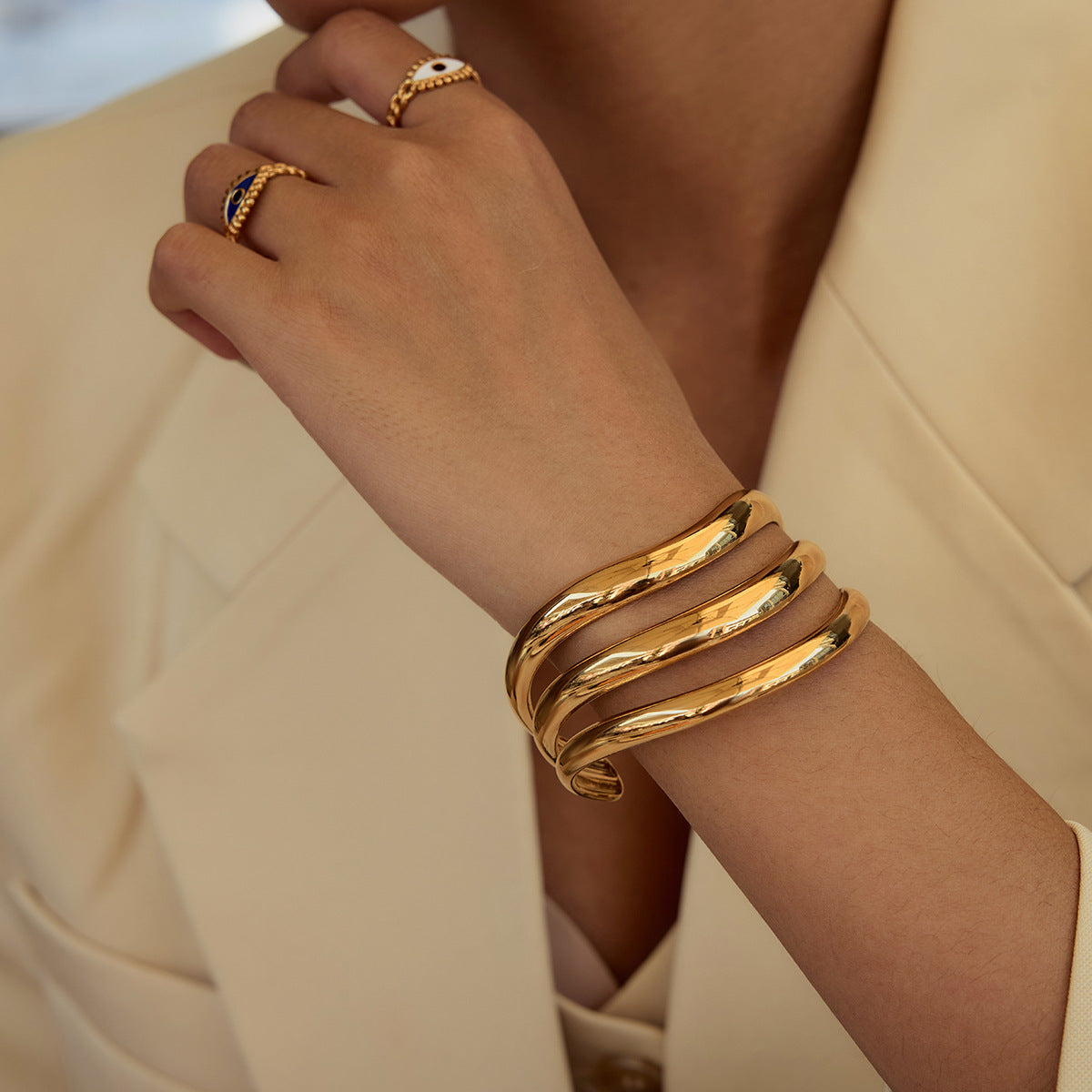Gold Layered Statement Bangle