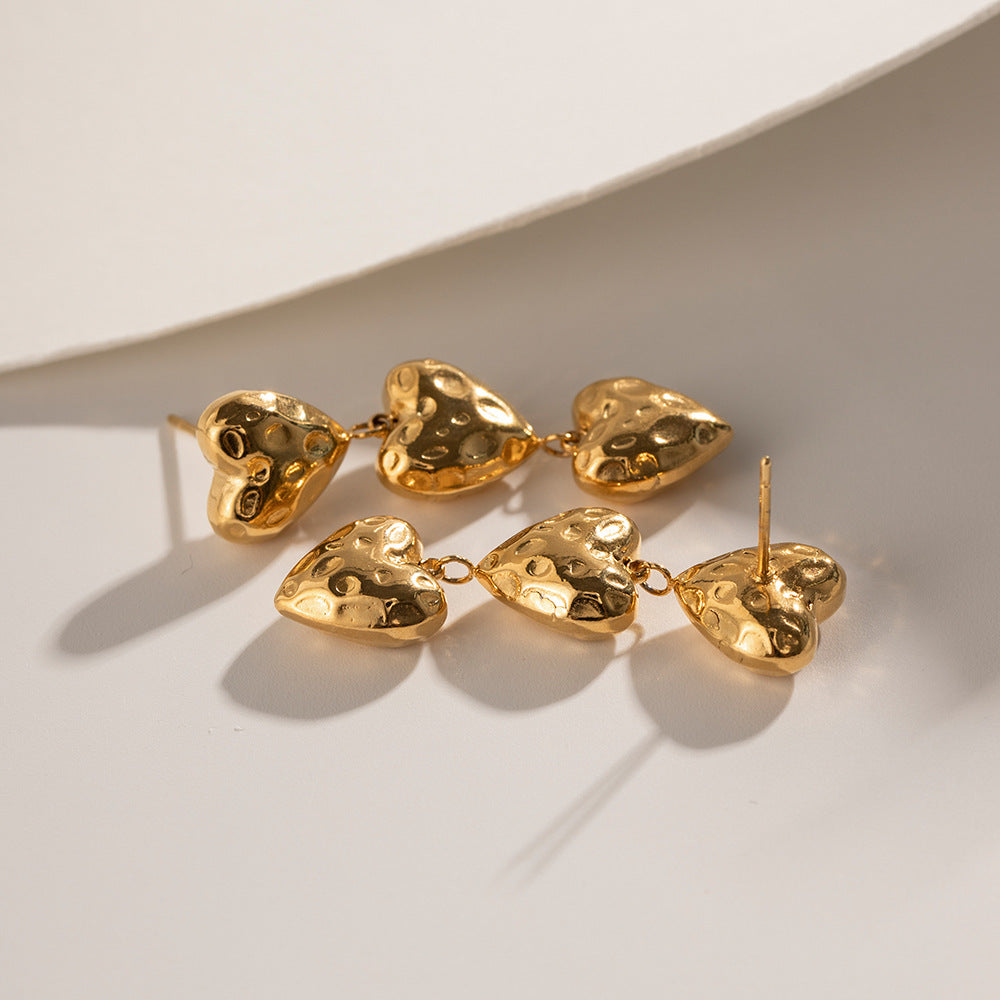 Linked Hearts 18k Gold Dangle Earrings