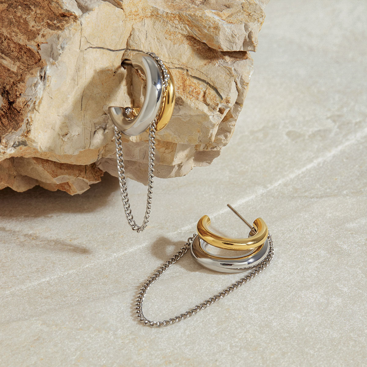 Sculptural Chain Hoop Earrings