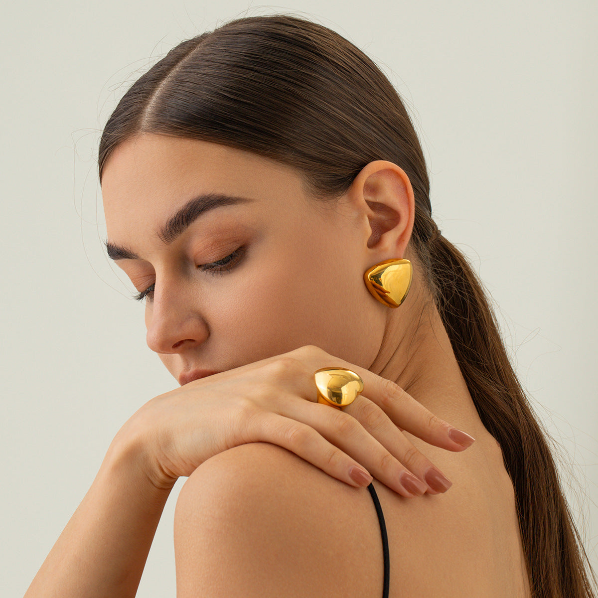 Geometric Gold Triangles Earrings
