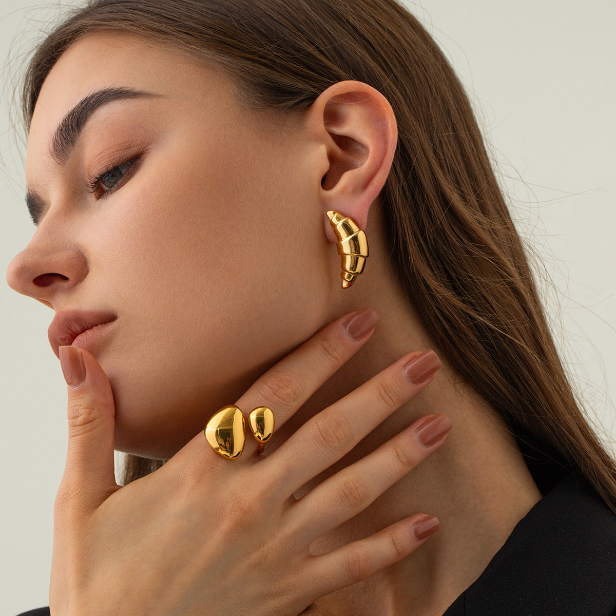 Emberly Croissant Gold Earrings