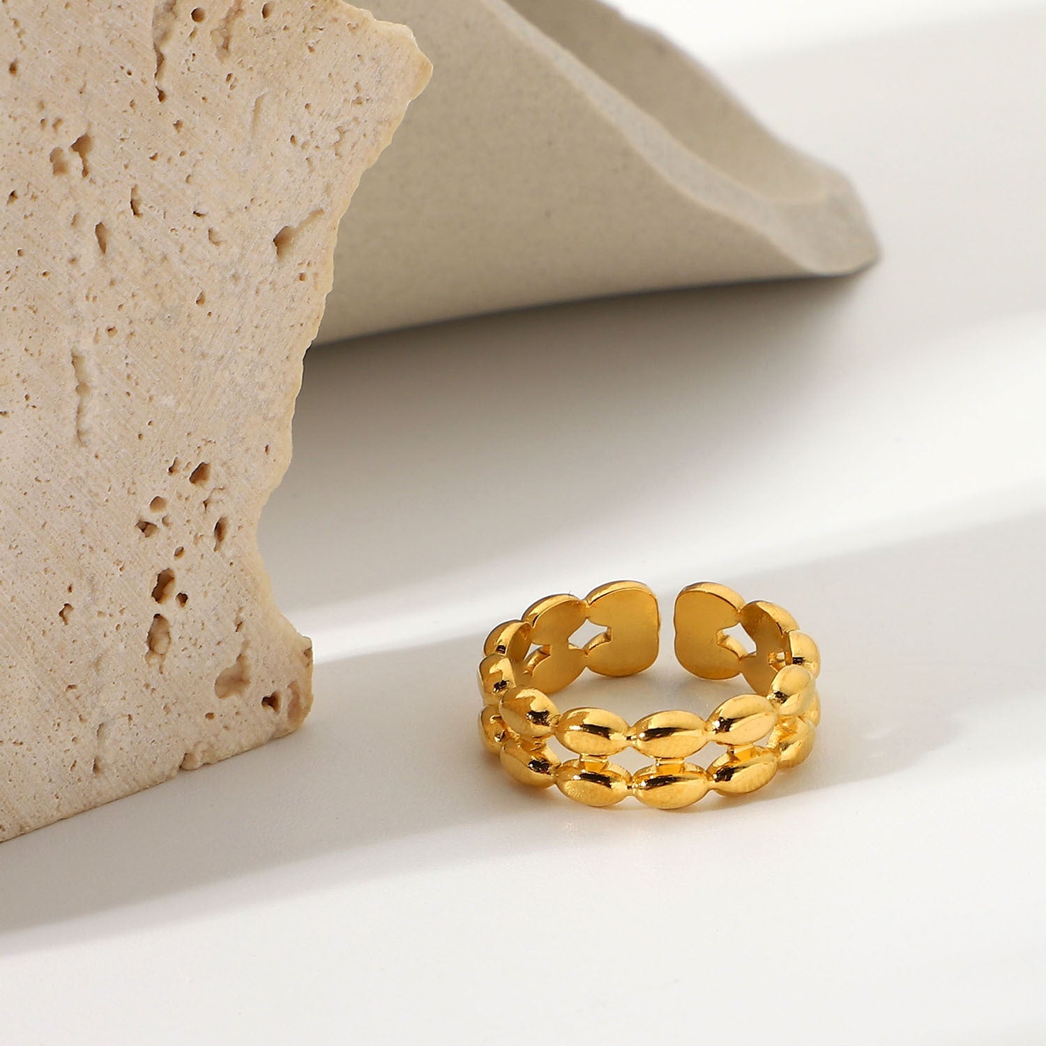 Gleaming Beaded Gold Ring