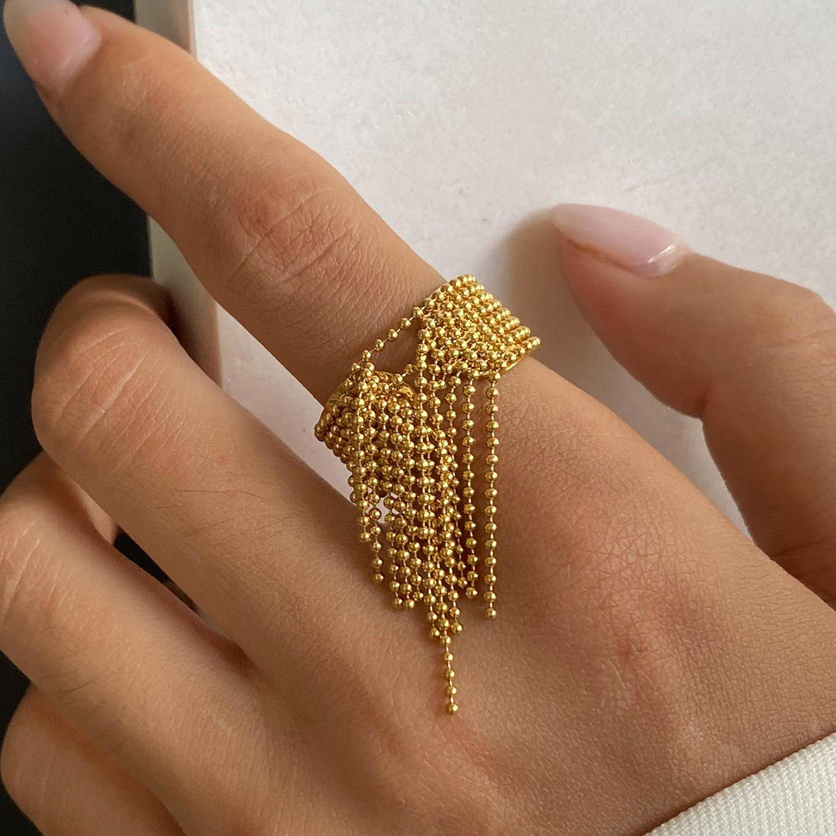 Luxe Gold Tassel Ring